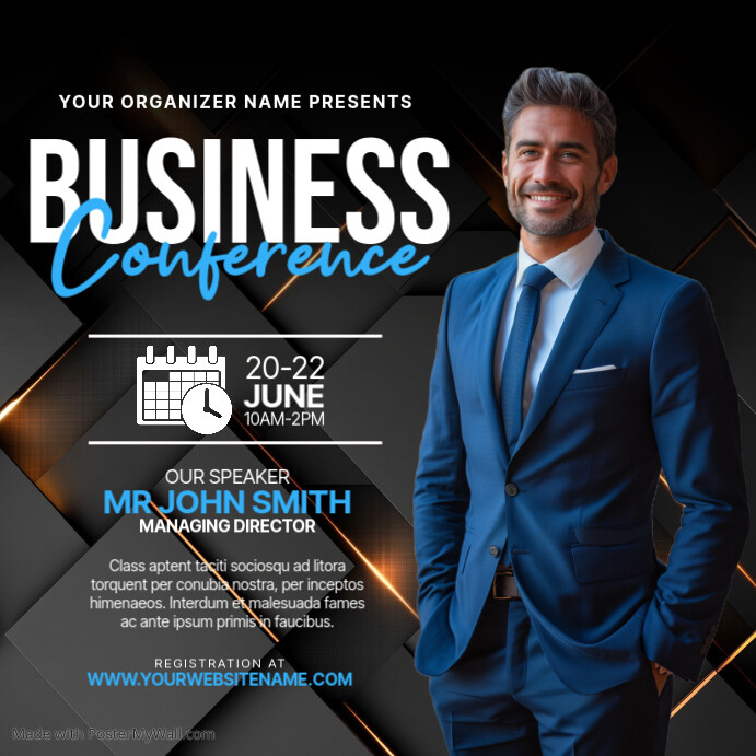 Modèle Black Professional Business Conference Instagram Post | PosterMyWall