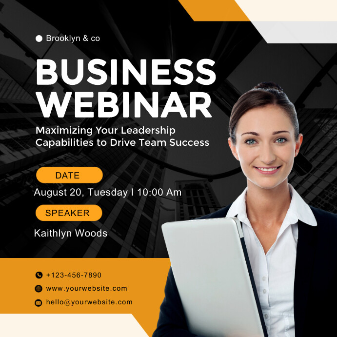 Black Professional Business Webinar Instagra Template | PosterMyWall
