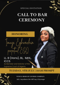 Black Professional Call To Bar  A5 template