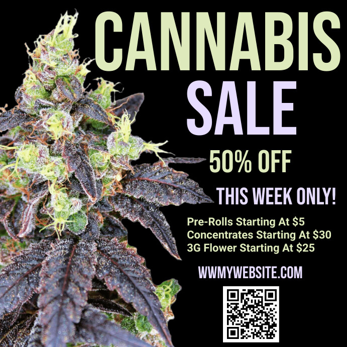 Black Professional Cannabis Sale Flyer, Canna Instagram Post template