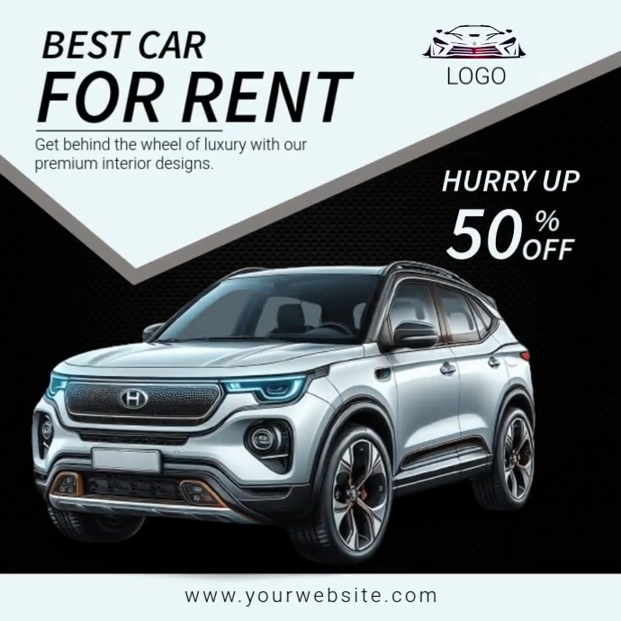 Black Professional Car For Rent Instagram Post Template | PosterMyWall