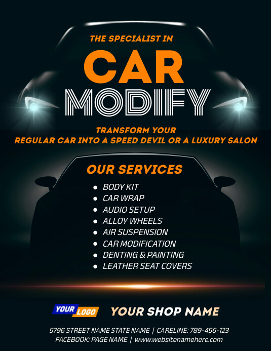 Black Professional Car Modification Ad Flyer template