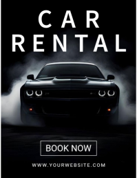 Black Professional Car Rental  Flyer (us Letter) template
