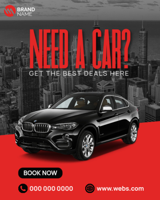 Black Professional Car Rental Instagram Portrait Template | PosterMyWall