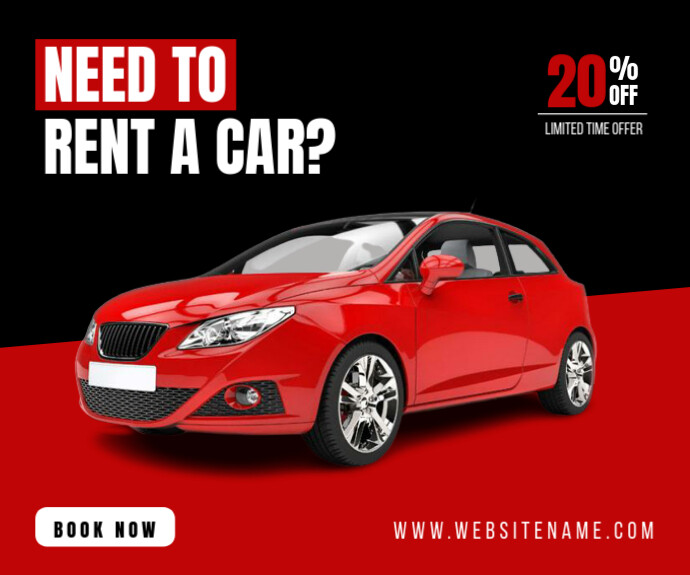 Black Professional Car Rental Medium Rectangle template