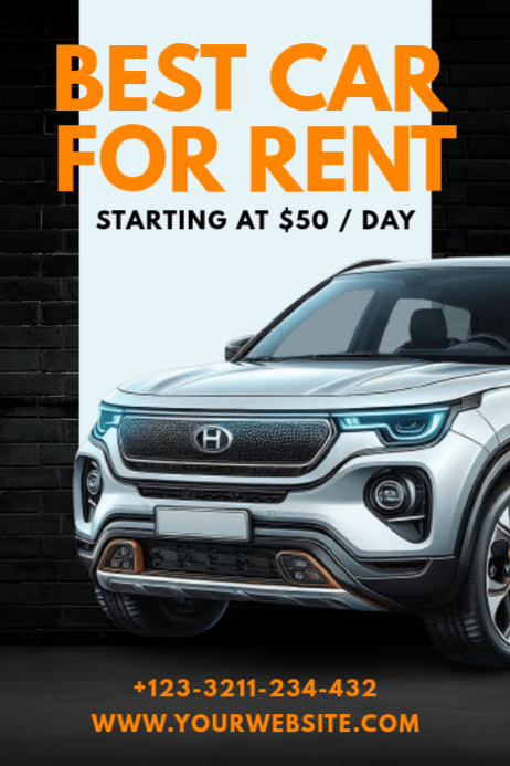 Black Professional Car Rental Poster Template | PosterMyWall