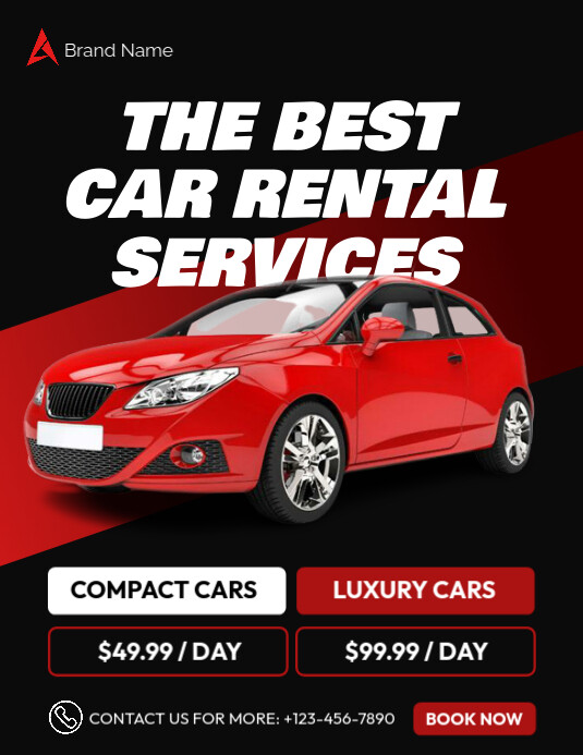 Black Professional Car Rental Service Flyer (us Letter) Template ...