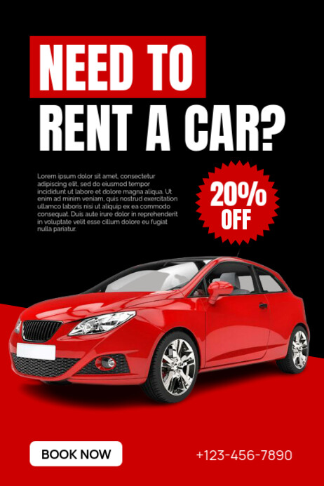Black Professional Car Rental Service Poster Modelo | PosterMyWall