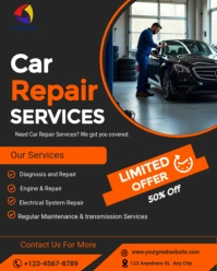 Black Professional Car Repair Services Template Instagram Portrait