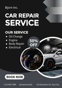 Black Professional Car Service A2 template