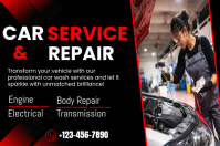 Black Professional Car Service and Repair Banner 4' × 6' template