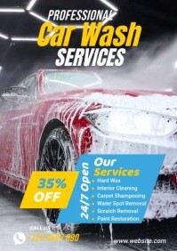 Black Professional Car Wash Promo Video, A4 template