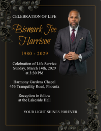 Black Professional Celebration of Life Flyer Volante (Carta US) template
