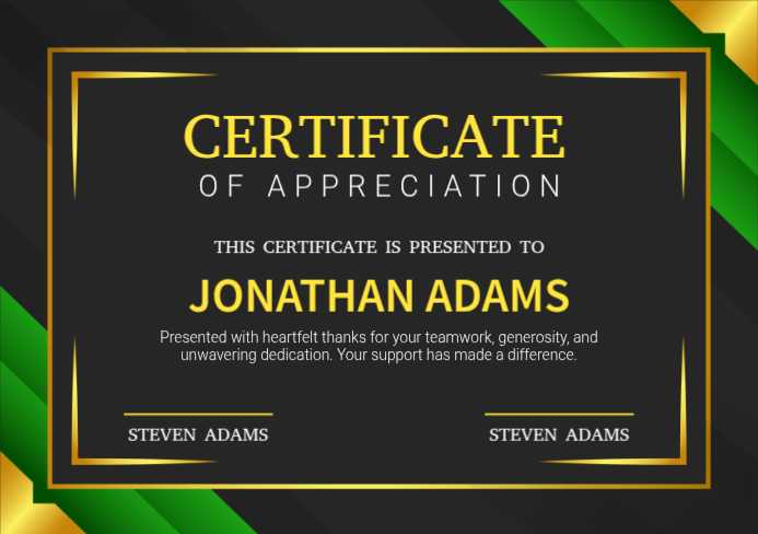 Black Professional Certificate A5 template