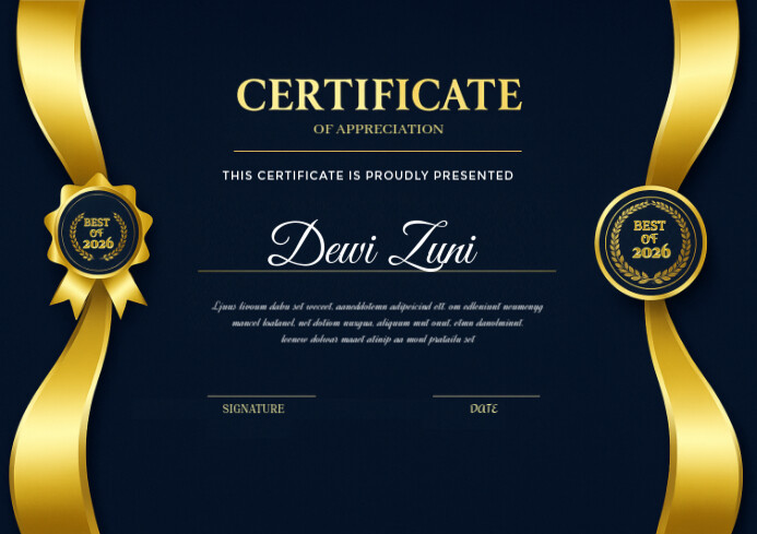 Black Professional Certitficate Of Appreciation A4 template