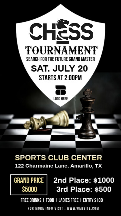 Black Professional Chess Tournament  Instagram Story Instagram-verhaal template