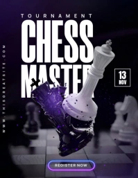 Black Professional Chessmaster Tournament Flyer (us Letter) template