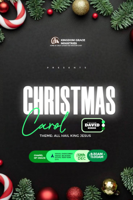 Black Professional Christmas Carol Poster Template | PosterMyWall