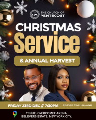 黑色 Christmas Service and Annual Harvest Instagram Portrait Template