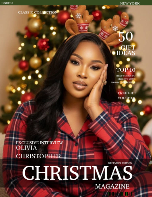 Black Professional Christmas Magazine Cover Flyer (us Letter) Template ...