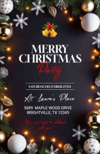 Black Professional Christmas Party Half Page Wide template