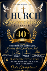 Black Church Anniversary Celebration Poster Template