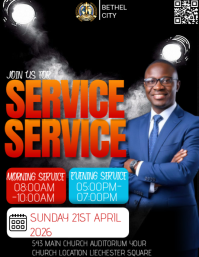 Black Professional Church Service Event Flyer template