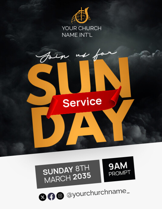 Black Professional Church Service Flyer (us Letter) template