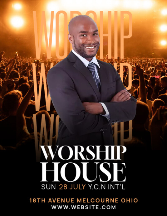 Black Professional Church Service Flyer (us Letter) template