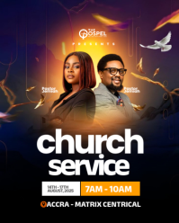 Black Church Service Instagram Portrait Template
