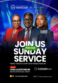 Black Professional Church Service Invitation A4 template