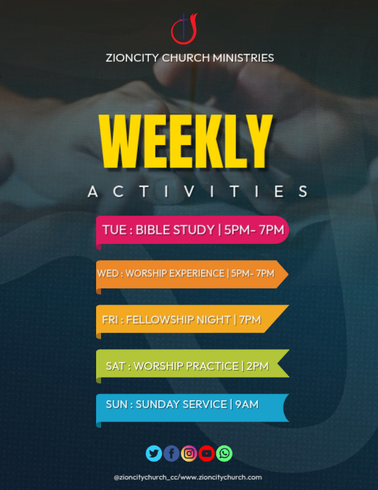 Plantilla de Church Weekly Activities | PosterMyWall