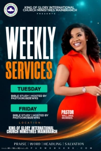 Black Church Weekly Services Poster Template