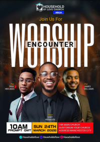 Black Professional Church Worship Event A5 template