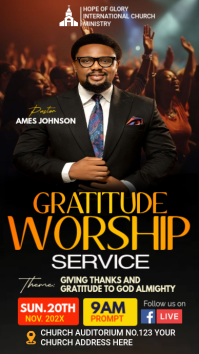 Черный Worship Service Instagram Story Template