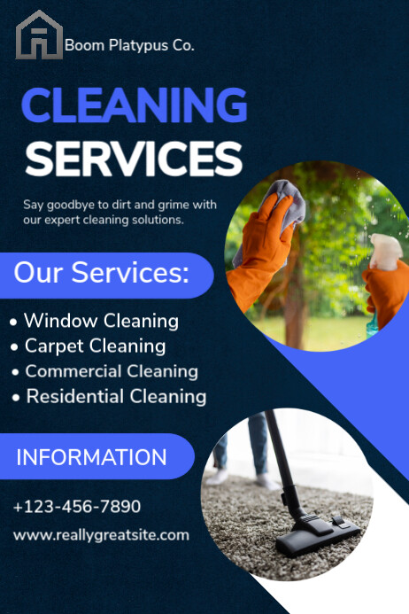 Black Professional Cleaning Service Poster Template | PosterMyWall