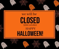Black Professional Closed Notice Template Flyers For Happy Halloween Day  Medium Rectangle Średni prostokąt