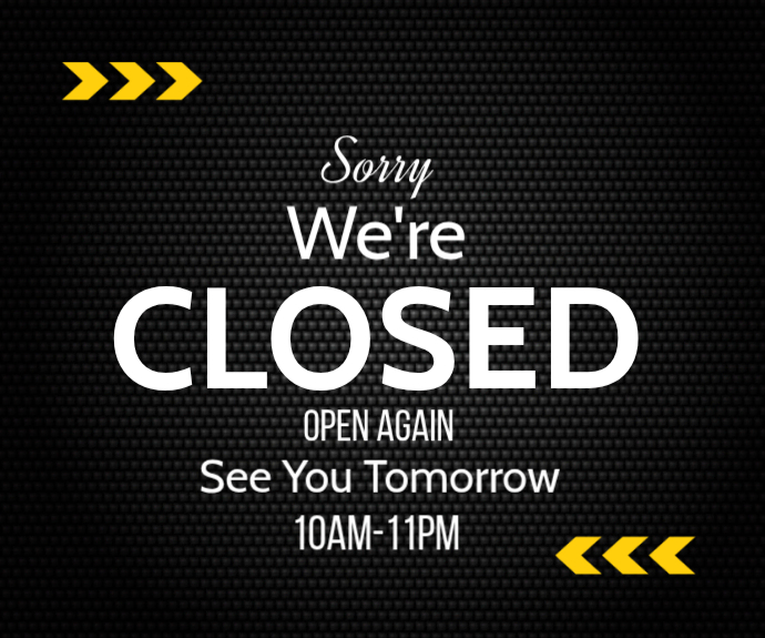 Modèle Black Professional Closed Sign Medium Rectangle | PosterMyWall