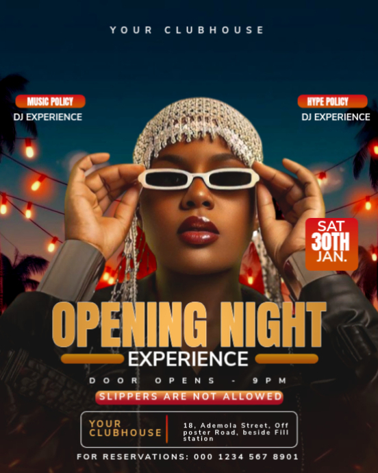 Club Opening Visual Black Professional Club Opening Night Party Flyer Template Design ...