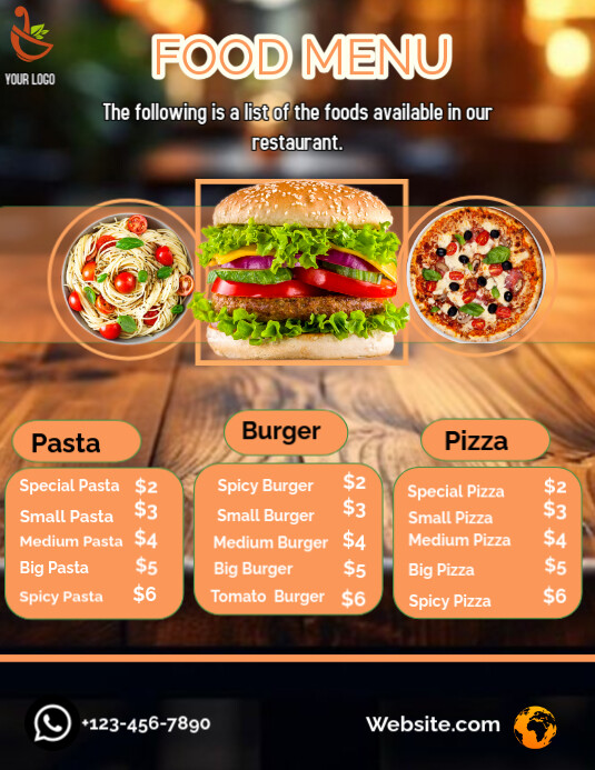 Black Professional Colourful Food Menu Flyer (us Letter) Pamflet (VSA Brief) template