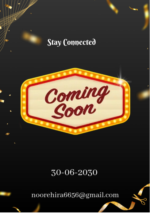 Coming Soon Note Black Professional Coming Soon Notice A4 Template | PosterMyWall