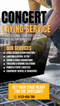 Black Professional Concrete Setup Services  Business Card template