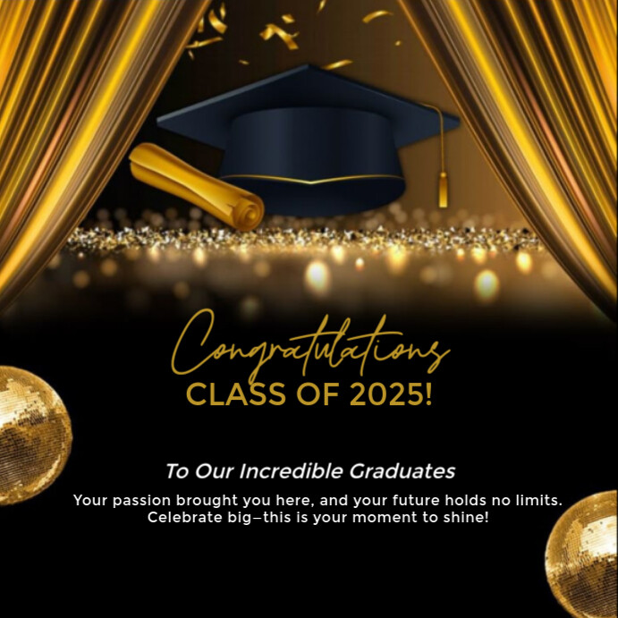 Black Professional Congratulations Graduate Instagram Post Templat ...