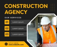 Black Professional Construction Company Ads Medium Rectangle สามเหลี่ยมขนาดกลาง template