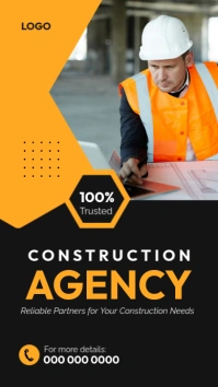 Black Professional Construction Company Flyer Instagram Story template
