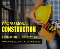 Black Professional Construction Company Medium Rectangle template