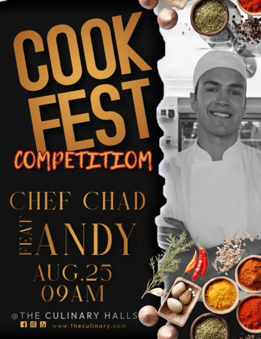 Black Professional Cooking Competition Flyer Video Template | PosterMyWall