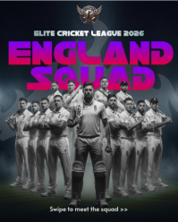 Black Cricket Team Announcement Instagram Portrait Template - Page 1