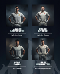 Black Cricket Team Announcement Instagram Portrait Template - Page 3