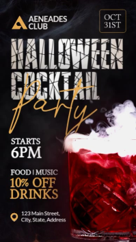 Black Professional Dark Orange White Modern Professional Halloween Cocktail Party Advertising Bar & template
